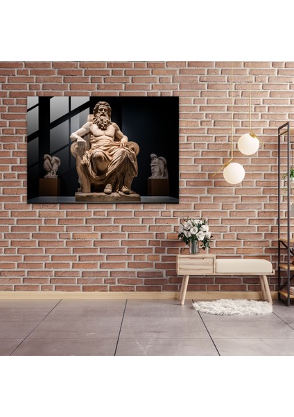 Mitoloji Cam Baskı - Tahtta Zeus - Mitoloji, Cam Sanatı, Tanrıların Kralı, Duvar Süslemesi, 45X30