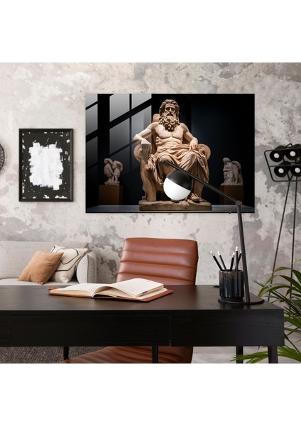 Mitoloji Cam Baskı - Tahtta Zeus - Mitoloji, Cam Sanatı, Tanrıların Kralı, Duvar Süslemesi, 45X30