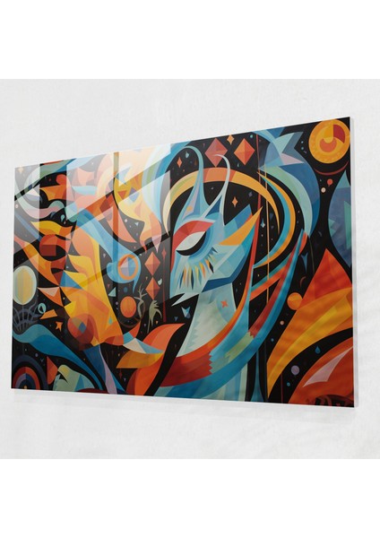 Efsanevi Desenli Cam Duvar Sanatı - Mitoloji, Ev Dekorasyonu, Modern Sanat, Geometrik Soyutlama, 45X30