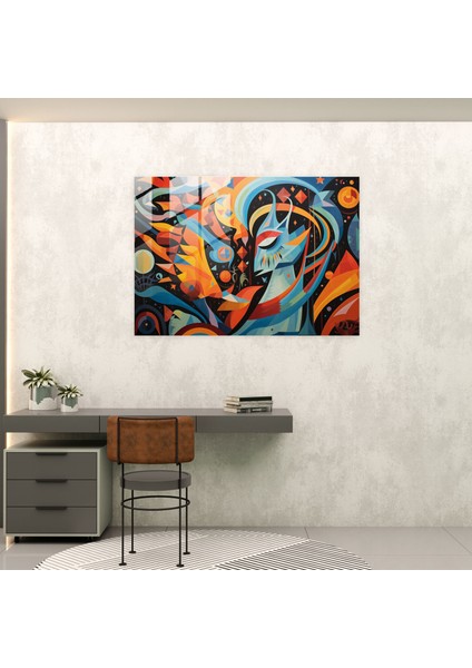 Efsanevi Desenli Cam Duvar Sanatı - Mitoloji, Ev Dekorasyonu, Modern Sanat, Geometrik Soyutlama, 45X30