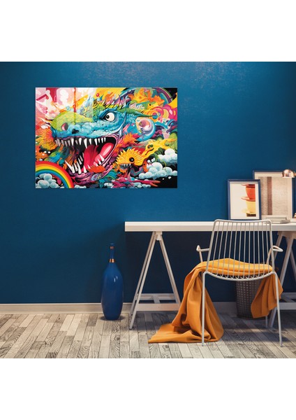 Mitoloji Cam Baskı - Eğlenceli Efsanevi Kolaj - Mitoloji, Pop Art, Efsanevi Yaratıklar, Cam Baskı, 45X30