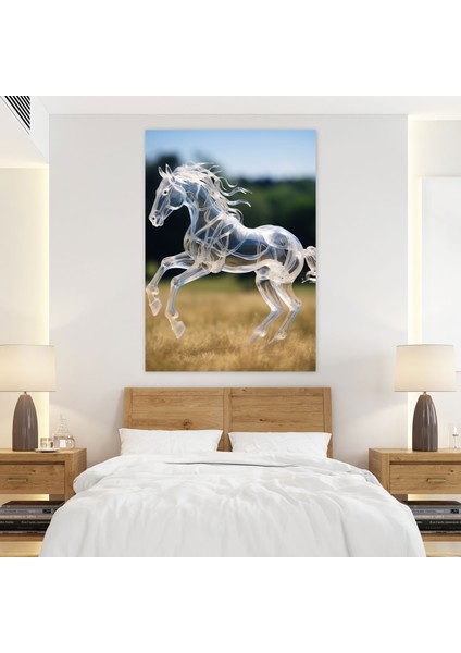 Gerçekçi Cam Heykel - Şeffaf Cam Dörtnala Koşan At Duvar Sanatı - Gerçekçi Cam Heykel, Kanvas Tablo, Kanvas Tablo, Kanvas Tablo, 30X50 modelleri