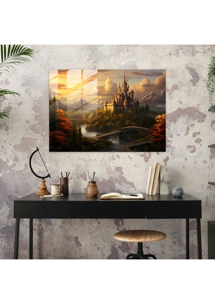 Ortaçağ Cam Baskı - Günbatımı Kalesi - Ortaçağ, Allure, Cam Baskı, Cam Sanatı, 45X30 modelleri