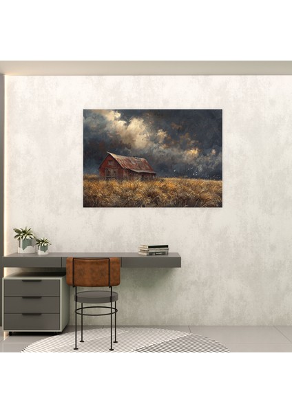 Gerçekçilik Kanvas Tablo - Fırtınalı Gökyüzü Ahırı - Gerçekçilik, Duvar Sanatı, Gerçekçilik, Kanvas Tablo, 50X30