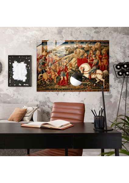 Ortaçağ Savaşı Cam Baskı - Ortaçağ, Cam Sanatı, Cam Baskı, Şövalyeler, 45X30 fiyatları