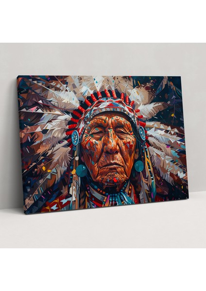 Realizm Kızılderili Şefi Kanvas Tablo - Realizm, Kanvas Tablo, Ev Dekorasyonu, 50X30 Tablo