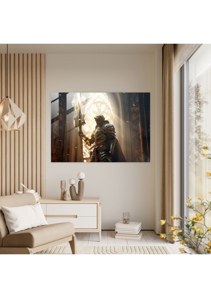 Ortaçağ Şövalyesi Cam Baskı - Ortaçağ, Ev Dekorasyonu, Modern Sanat, Duvar Dekorasyonu, 45X30 fiyatları