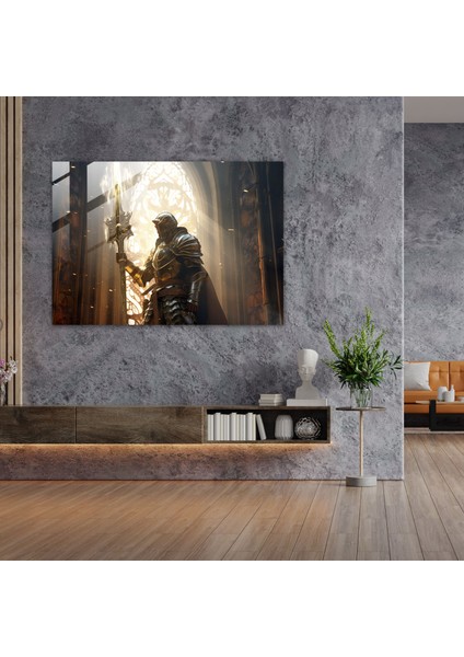 Ortaçağ Şövalyesi Cam Baskı - Ortaçağ, Ev Dekorasyonu, Modern Sanat, Duvar Dekorasyonu, 45X30 modelleri