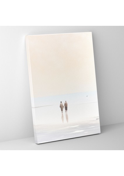 Yaşlılar Kanvas Tablo - Yaşlılar, El Ele Yürüyenler, Duvar Dekorasyonu, Duvar Sanatı, 30X50