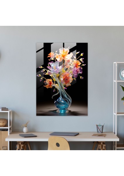 Gerçekçi Cam Heykel - Çiçek Cam Baskı - Gerçekçi Cam Heykel, Renkli, Buket, Duvar Süslemesi, 30X45 fiyatları