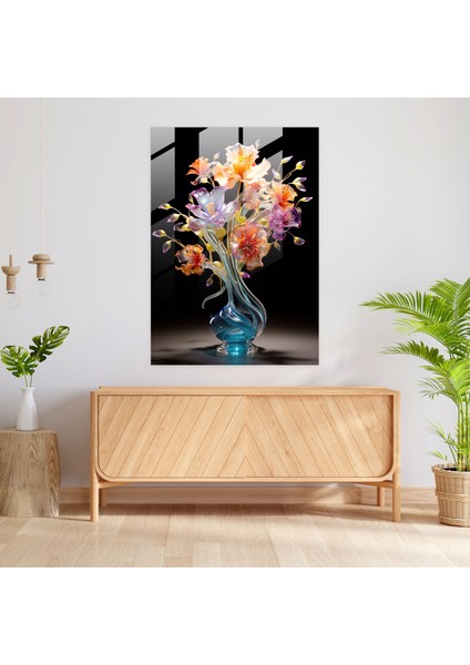 Gerçekçi Cam Heykel - Çiçek Cam Baskı - Gerçekçi Cam Heykel, Renkli, Buket, Duvar Süslemesi, 30X45 modelleri