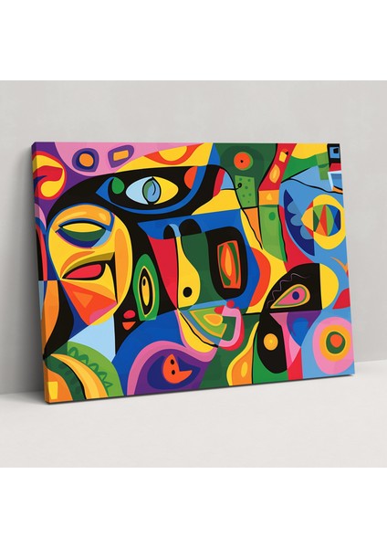 Pablo Picasso Tarzı Kanvas Tablo - Pablo Picasso, Soyut, Kanvas Tablo, Renkli, 50X30