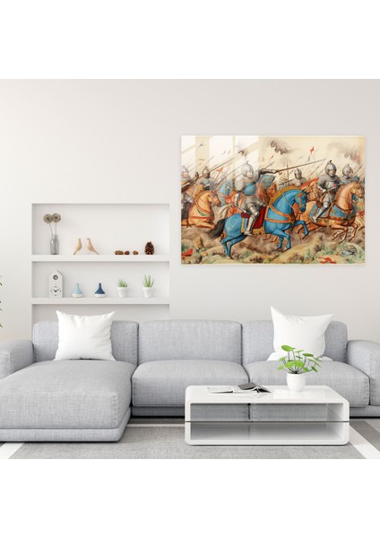 Ortaçağ Şövalyeleri Cam Duvar Sanatı - Ortaçağ, Cam Sanatı, Savaş, Ortaçağ Şövalyeleri, 45X30 fiyatları