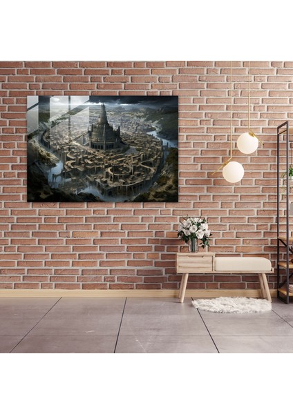 Ortaçağ Şehir Haritası Cam Baskı - Ortaçağ, Semboller, Cam Baskı, Ortaçağ Şehri, 45X30 fiyatları