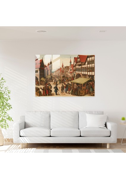 Ortaçağ Pazaryeri Cam Baskı - Ortaçağ, Cam Baskı, Eşyalar, Modern Sanat, 45X30 fiyatları