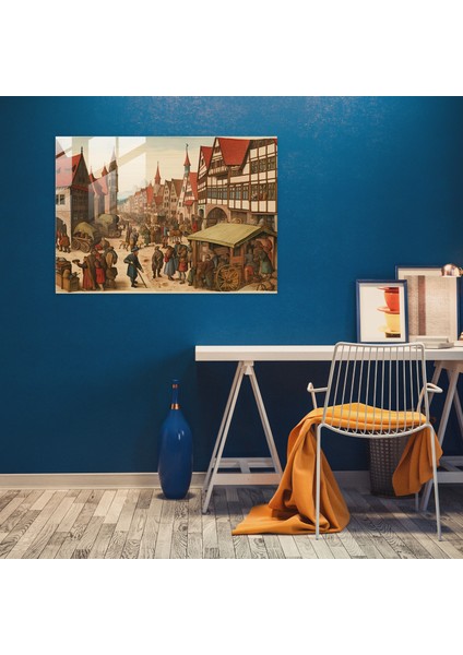 Ortaçağ Pazaryeri Cam Baskı - Ortaçağ, Cam Baskı, Eşyalar, Modern Sanat, 45X30 modelleri