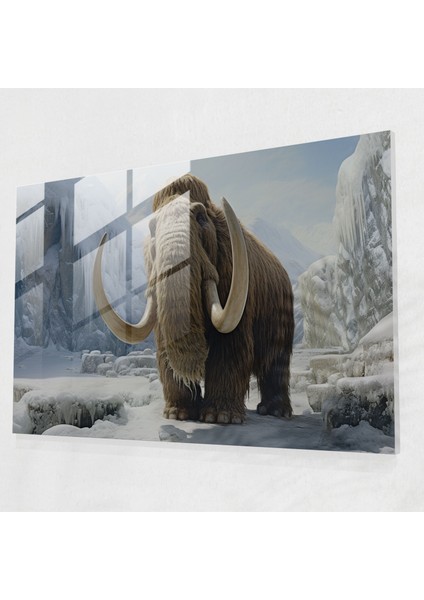 Paleolitik Yünlü Mamut Cam Baskı - Mezolitik, Gerçekçi Tasvir, Ev Dekorasyonu, Duvar Dekorasyonu, 45X30