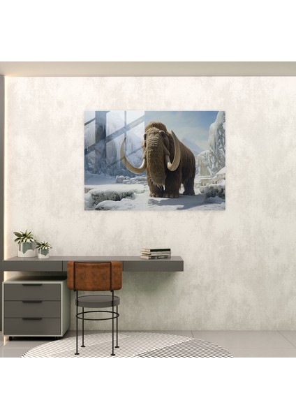 Paleolitik Yünlü Mamut Cam Baskı - Mezolitik, Gerçekçi Tasvir, Ev Dekorasyonu, Duvar Dekorasyonu, 45X30 modelleri