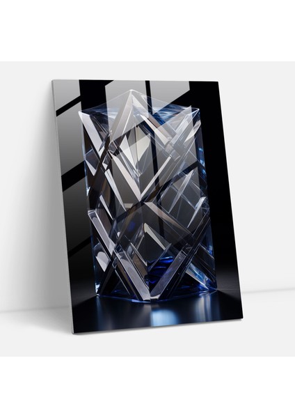 Soyut Elegance Cam Sanatı - Gerçekçi Cam Heykel, Cam Duvar Sanatı, Ev Dekorasyonu, Geometrik Cam Desenleri, 30X45
