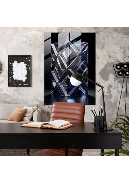 Soyut Elegance Cam Sanatı - Gerçekçi Cam Heykel, Cam Duvar Sanatı, Ev Dekorasyonu, Geometrik Cam Desenleri, 30X45 modelleri