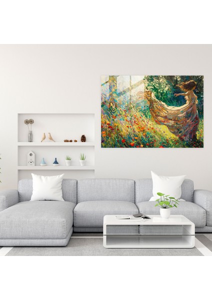 Bahçede Post-Empresyonizm Kadın Cam Baskı - Post-Empresyonizm, Ev Dekorasyonu, Cam Baskı, Modern Sanat, 45X30 fiyatları