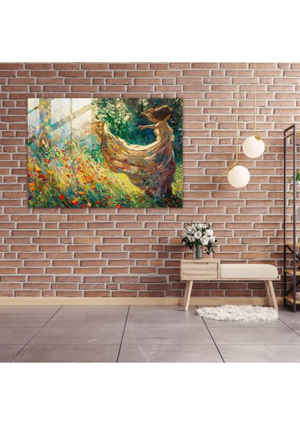 Bahçede Post-Empresyonizm Kadın Cam Baskı - Post-Empresyonizm, Ev Dekorasyonu, Cam Baskı, Modern Sanat, 45X30 modelleri