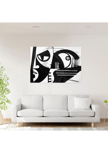 Siyah Beyaz Picasso Stili Kanvas Tablo - Pablo Picasso, Duvar Sanatı, Ev Dekorasyonu, Kanvas Tablo, 50X30