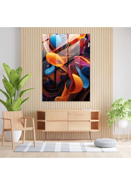 Cam Duvar Sanatı - Cesur ve Canlı Soyut Desenler Dekorasyon - Gerçekçi Cam Heykel, Cam Duvar Sanatı, Canlı, Modern Sanat, 30X45 modelleri