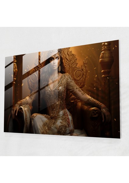 Ortaçağ Kraliçesi Cam Baskı - Ortaçağ, Taht, Mücevher, Ortaçağ, 45X30