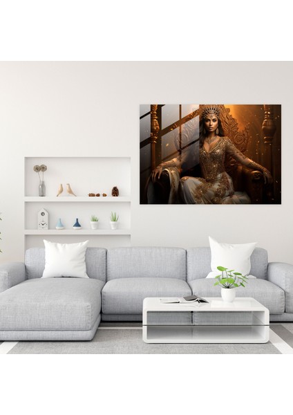 Ortaçağ Kraliçesi Cam Baskı - Ortaçağ, Taht, Mücevher, Ortaçağ, 45X30 fiyatları