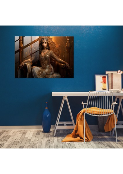 Ortaçağ Kraliçesi Cam Baskı - Ortaçağ, Taht, Mücevher, Ortaçağ, 45X30 modelleri