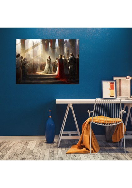 Ortaçağ Kraliyet Mahkemesi Cam Baskı - Ortaçağ, Cam Duvar Sanatı, Duvar Dekorasyonu, Modern Sanat, 45X30 modelleri