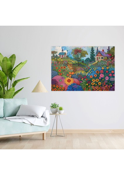 Kaprisli Bahçe Çiçekleri Pointilizm Kanvas Tablo - Pointilizm, Kanvas Tablo, Duvar Sanatı, Kanvas Tablo, 50X30 fiyatları