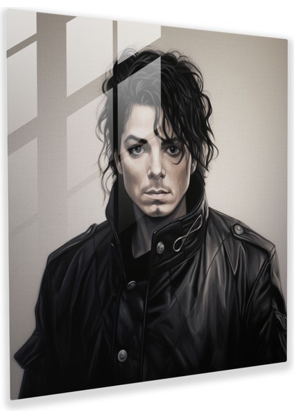 Michael Jackson Cam Baskı - Micheal Jackson, Gerçekçi Karakalem Çizim, Duvar Süslemesi, Cam Sanatı, 30X30