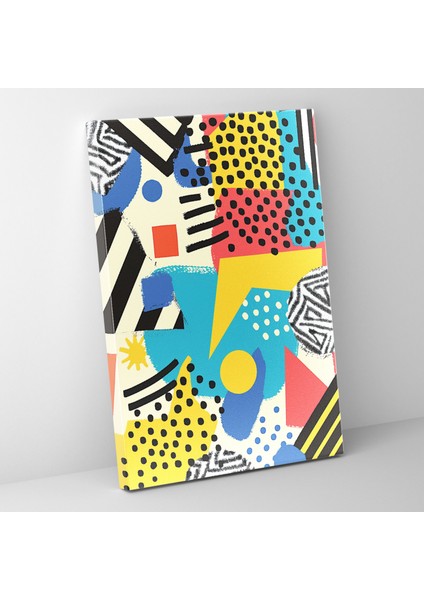 Popart Tarzı Kanvas Duvar Dekorasyonu - Popart, Canlı Renkler, Popart Tarzı, Geometrik Şekiller, 30X50