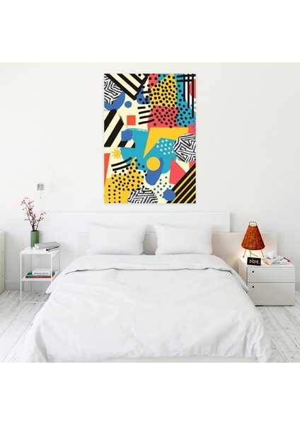 Popart Tarzı Kanvas Duvar Dekorasyonu - Popart, Canlı Renkler, Popart Tarzı, Geometrik Şekiller, 30X50