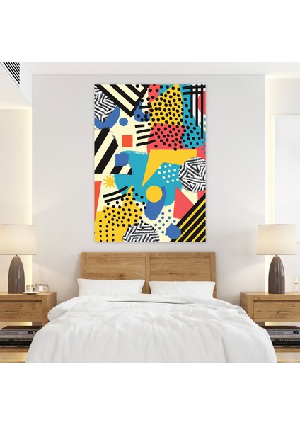 Popart Tarzı Kanvas Duvar Dekorasyonu - Popart, Canlı Renkler, Popart Tarzı, Geometrik Şekiller, 30X50