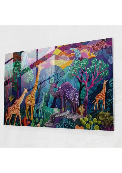 Pointillism Cam Tablo - Canlı Yaban Hayatı - Pointillism, Cam Baskı, Yaban Hayatı, Cam Duvar Sanatı, 45X30