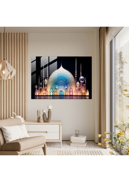 Pastel Renklerde Cami Cam Sanatı - Cami, Cami, Cam Duvar Sanatı, Modern Sanat, 45X30