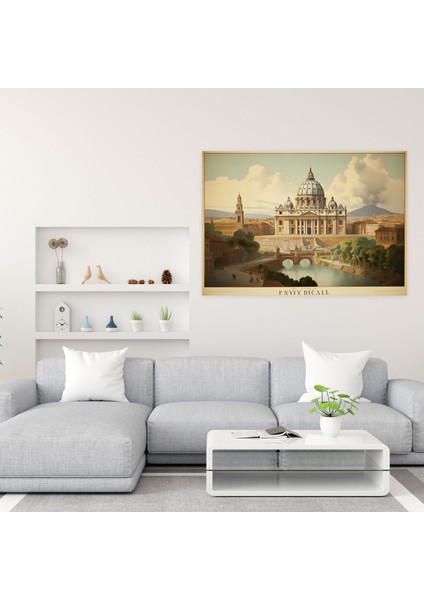 Roma Kanvas Tablo - Vatikan Şehri Vintage Poster - Roma, Duvar Sanatı, Vintage Poster, Ev Dekorasyonu, 50X30