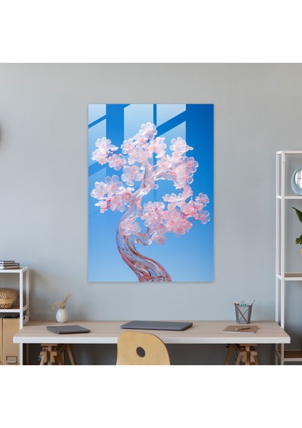 Gerçekçi Cam Duvar Sanatı - Kiraz Çiçeği Cam Baskı - Gerçekçi Cam Heykel, Sakin, Modern Sanat, Duvar Dekorasyonu, 30X45 fiyatları