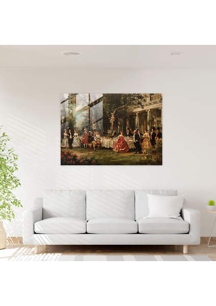 Rokoko Cam Duvar Sanatı Abartılı Bahçe Partisi - Rokoko Tarzı Resim, Rokoko Tarzı Resim, Duvar Dekorasyonu, Ev Dekorasyonu, 45X30 fiyatları