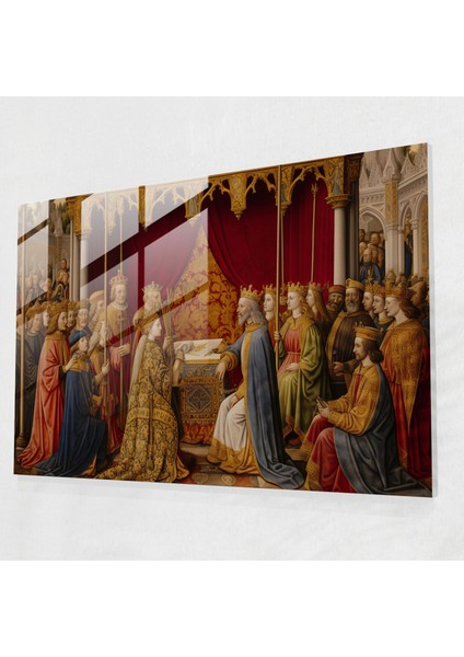 Ortaçağ Cam Baskı - Kraliyet Mahkemesi Aydınlatması - Ortaçağ, Ortaçağ Soyluları, Modern Sanat, Duvar Dekorasyonu, 45X30