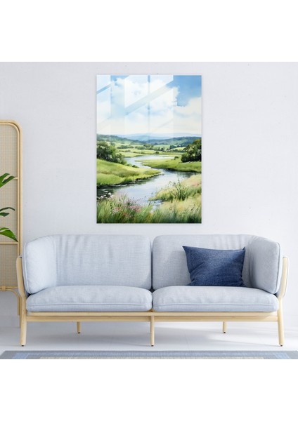 Oppenheimer Cam Duvar Sanatı - Sakin Kırsal - Oppenheimer, Suluboya, Cam Sanatı, Duvar Dekorasyonu, 30X45 fiyatları