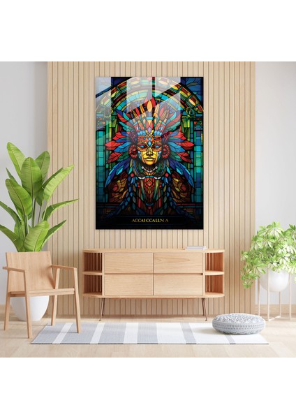 Inka Mitolojisi Vitray Baskı - Maya, Ev Dekorasyonu, Vitray, Cam Baskı, 30X45 modelleri