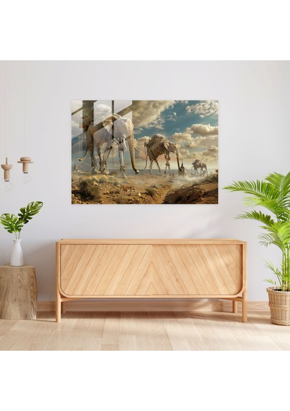 Salvador Dali Cam Duvar Sanatı - Uzun Bacaklı Filler - Salvador Dali, Ev Dekorasyonu, Cam Sanatı, Rüya Gibi, 45X30 modelleri