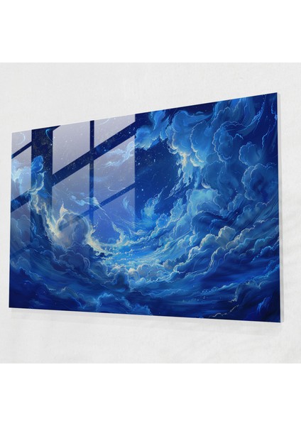 Vincent Van Gogh Cam Duvar Sanatı - Yıldızlı Gece Gökyüzü Cam Baskı - Vincent Van Gogh, Duvar Dekorasyonu, Cam Duvar Sanatı, Vincent Van Gogh, 45X30