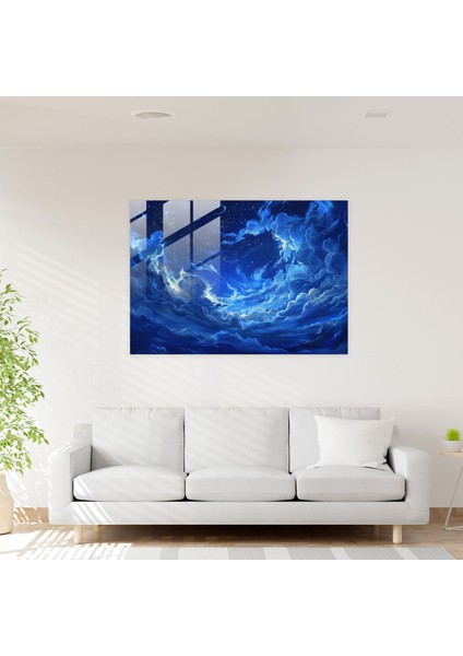 Vincent Van Gogh Cam Duvar Sanatı - Yıldızlı Gece Gökyüzü Cam Baskı - Vincent Van Gogh, Duvar Dekorasyonu, Cam Duvar Sanatı, Vincent Van Gogh, 45X30 modelleri