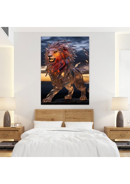 Gerçekçi Cam Heykel Duvar Sanatı Dekor - Gerçekçi Cam Heykel, Aslan, Elegance, Ev Dekorasyonu, 30X50 fiyatları