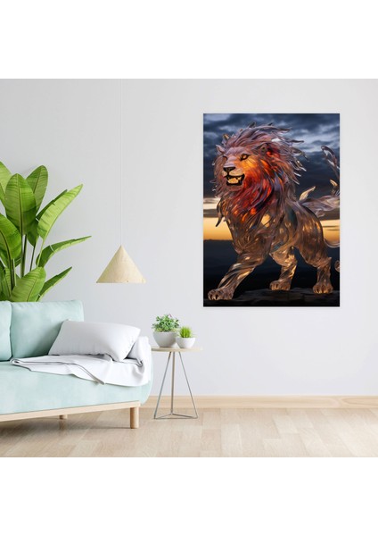 Gerçekçi Cam Heykel Duvar Sanatı Dekor - Gerçekçi Cam Heykel, Aslan, Elegance, Ev Dekorasyonu, 30X50 modelleri